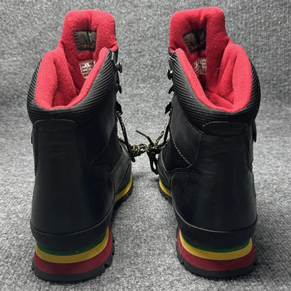 Timberland Euro Hiker Mens 8 Black Rasta Reggae Streetwear‎ Boots 87065